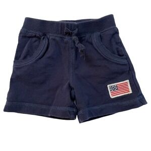 Koala Kids American Flag Summer Shorts Navy Blue Terry Patriotic Size 6 Months